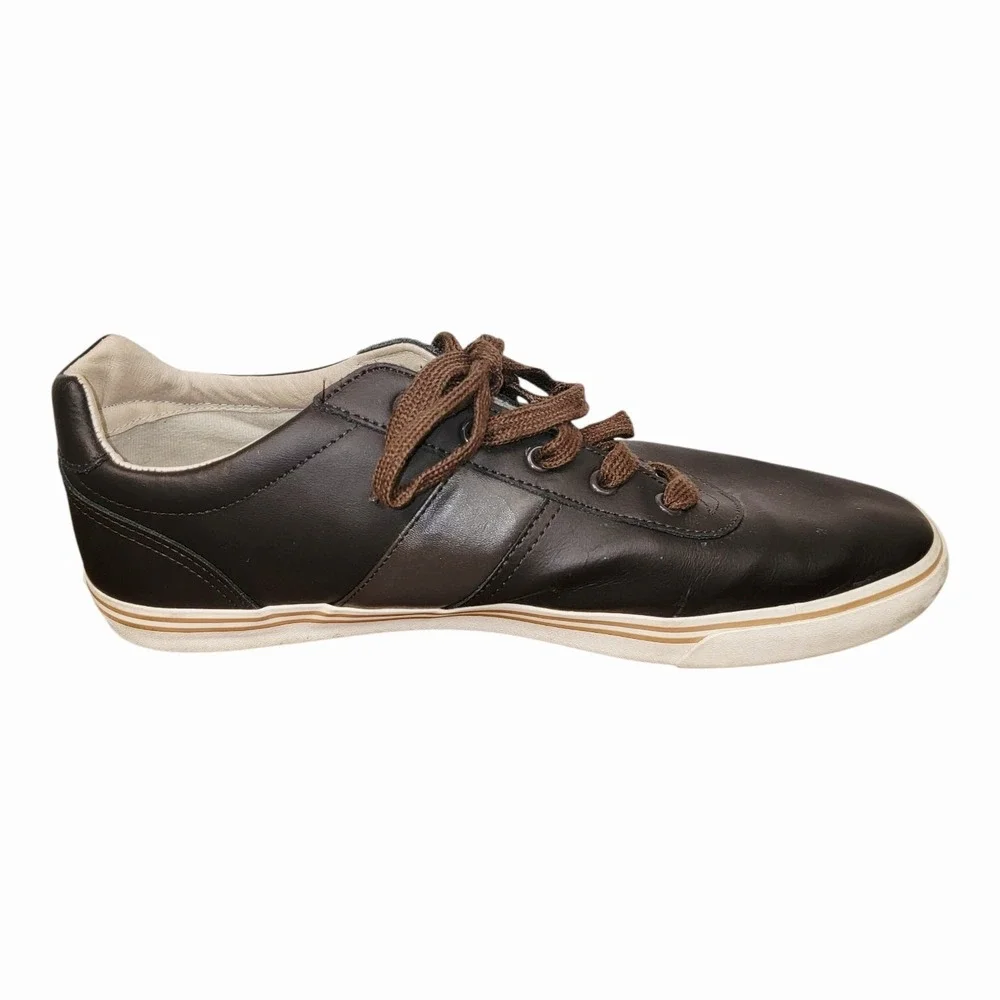 Polo Ralph Lauren Hanford Men's Size 15D Brown Leather Lace Up Casual Sneakers